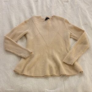 Ann Taylor Cream Ribbed Sweater